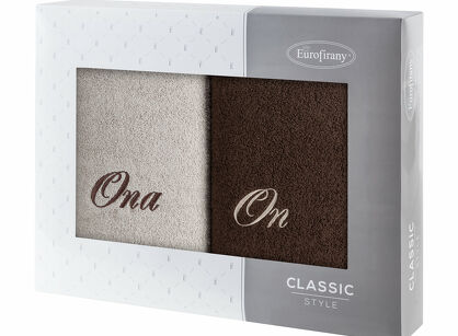 Komplet ręczników 2x50x90 ON ONA beżowe brązowe
