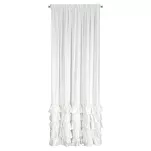 Zasłona na taśmie 140x250 CARLI welwetowa biała jednokolorowa zdobiona w dolnej części falbanami z paskiem cyrkonii - 12
