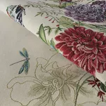 Obrus gobelinowy 140x180 SPRING naturalny czerwony z nadrukiem letnich kwiatów i motyli - 3