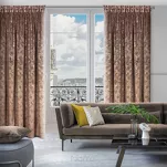 Zasłona na taśmie 135x270 TULIA welwetowa kawowa z szampańskim wzorem wyrazistych liści - 11