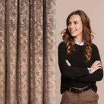 Zasłona na taśmie 135x270 TULIA welwetowa kawowa z szampańskim wzorem wyrazistych liści - 12