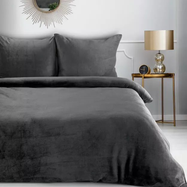 Pościel polarowa 220x200 FLANO 2 stalowa jednokolorowa z kolekcji NOVA Flano