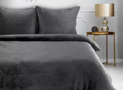 Pościel polarowa 220x200 FLANO 2 stalowa jednokolorowa z kolekcji NOVA Flano