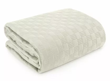 Narzuta welwetowa 200x220 SOFIA 4 kremowa pikowana w dużą gęstą jodełkę