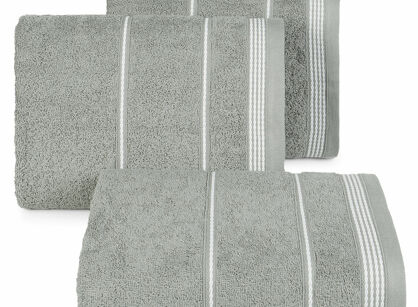 Ręcznik bawełniany 50x90 MIRA popielaty zdobiony bordiurą w pasy