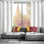 Zasłona na przelotkach 140x250 CARLI welwetowa biała jednokolorowa zdobiona w dolnej części falbanami z paskiem cyrkonii - 9