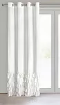 Zasłona na przelotkach 140x250 CARLI welwetowa biała jednokolorowa zdobiona w dolnej części falbanami z paskiem cyrkonii - 5