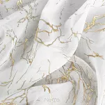 Firana na przelotkach 140x250 MARTA biała z etaminy zdobiona gumowym złotym nadrukiem - 5