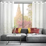 Firana na przelotkach 140x250 MARTA biała z etaminy zdobiona gumowym złotym nadrukiem - 8