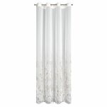 Firana na przelotkach 140x250 MARTA biała z etaminy zdobiona gumowym złotym nadrukiem - 7