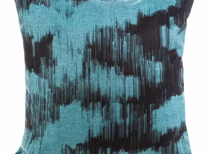 Poszewka welwetowa 45x45 NIEBLA niebieska czarna z przecieranym nadrukiem