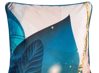 Poszewka welwetowa 45x45 EVA 3 Eva Minge niebieska z wzorem wyrazistego liścia z kolekcji Premium