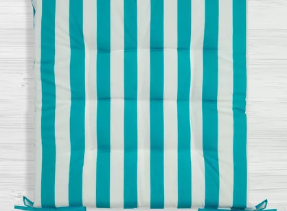 Poduszka 40x40 GARDEN niebieska wzór w pasy siedzisko na krzesło pikowana z troczkami wodoodporna