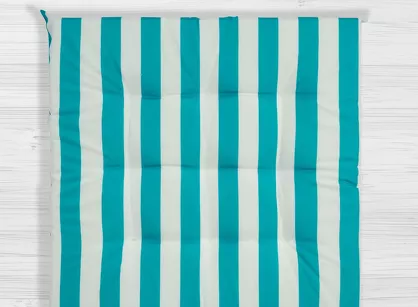 Poduszka 40x40 GARDEN niebieska wzór w pasy siedzisko na krzesło pikowana z troczkami wodoodporna