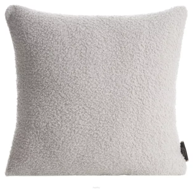 Poszewka dekoracyjna 45x45 BUKLA srebrna jednokolorowa wzór baranka