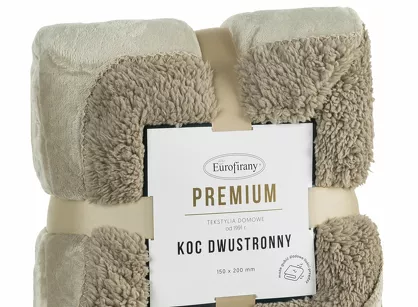 Koc jednokolorowy 170x210 TEDY beżowy imitujący buklę