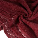 Ręcznik 70x140 POLA bordowy z kolorową bordiurą zakończoną stebnowaniem 500 g/m2 - 4