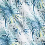 Zasłona na przelotkach 140x250 INGRID zaciemniająca stalowa z nadrukiem egzotycznych niebieskich liści - 3