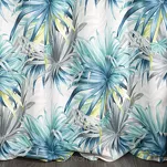 Zasłona na przelotkach 140x250 INGRID zaciemniająca stalowa z nadrukiem egzotycznych niebieskich liści - 6