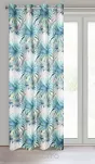 Zasłona na przelotkach 140x250 INGRID zaciemniająca stalowa z nadrukiem egzotycznych niebieskich liści - 5