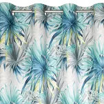 Zasłona na przelotkach 140x250 INGRID zaciemniająca stalowa z nadrukiem egzotycznych niebieskich liści - 4