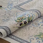 Obrus gobelinowy 140x180 4094 naturalny niebieski gałązka oliwna - 4