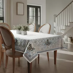 Obrus gobelinowy 140x180 4094 naturalny niebieski gałązka oliwna