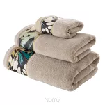 Ręcznik 50x90 EVA 15 Eva Minge beżowy zdobiony bordiurą z designerskim wzorem w motyle z kolekcji Premium 500 g/m2 - 4