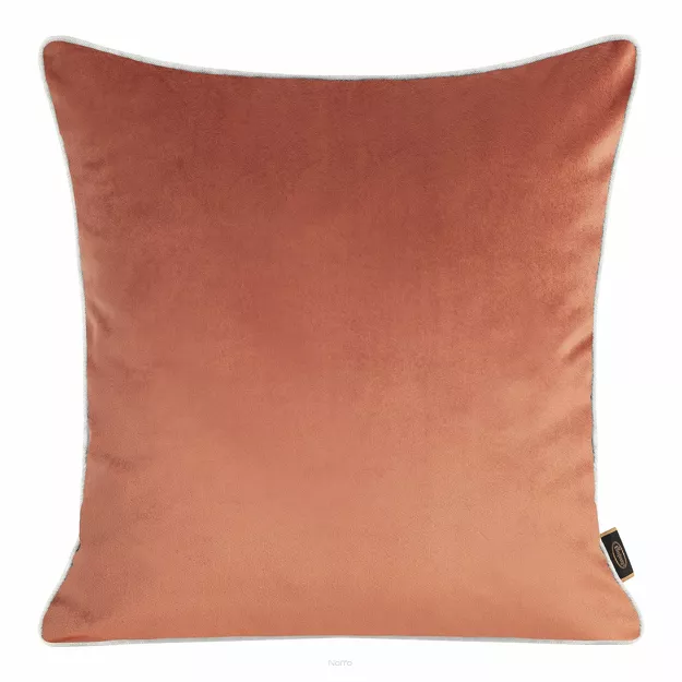 Poszewka welwetowa 45x45 VELVET 57C ciemny róż z wypustką na brzegach i imitacją lnu