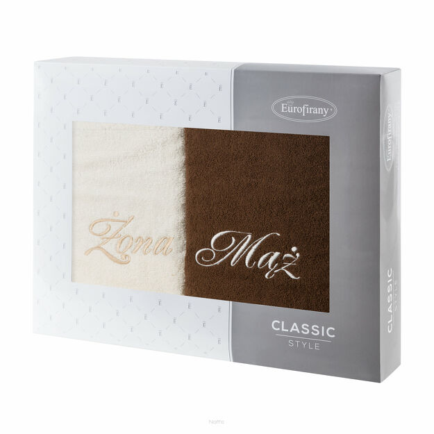 Komplet Ręczników 2x50x90 MĄŻ ŻONA kremowe brązowe