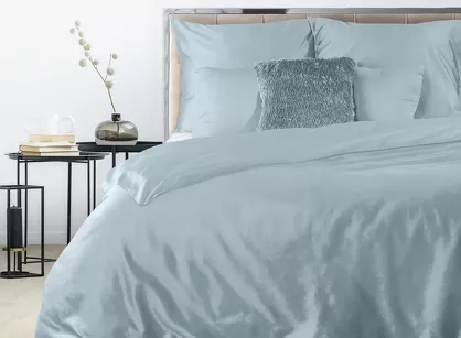 Pościel satynowa 220x200 NOVA 3 jednokolorowa gładka błękitna