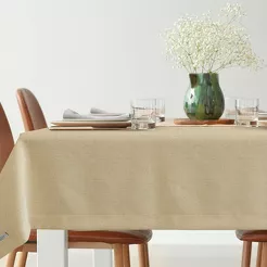 Obrus bawełniany 145x280 STELLA 1 złoty zdobiony kantą z wplecioną nicią złotą