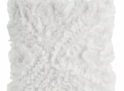 Poszewka jednokolorowa 45x45 MIRENA biała zdobiona falbanami