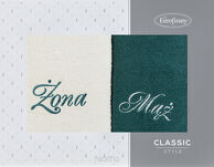 Komplet Ręczników 2x70x140 MĄŻ ŻONA kremowe ciemna zieleń - 2