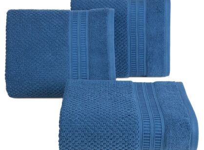 Ręcznik bawełniany 50x90 ROSITA niebieski z subtelną bordiurą w delikatne poziome paski