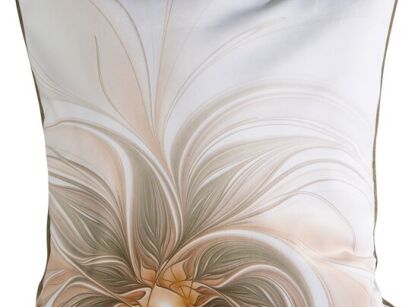 Poszewka welwetowa 60x60 SOPHIA Eva Minge biała z kwiatowym nadrukiem obszyta lamówką