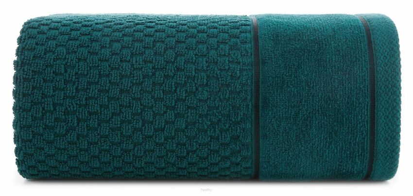 Ręcznik 30x50 FRIDA turkusowy z fakturą kosteczki i szeroką welurową bordiurą 500 g/m2