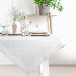 Nakładka 85x85 BARI złamana biel z szeroką listwą i wyhaftowaną koronką na brzegu z kolekcji Premium - 3