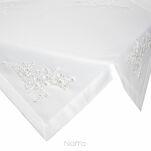 Nakładka 85x85 BARI złamana biel z szeroką listwą i wyhaftowaną koronką na brzegu z kolekcji Premium - 6