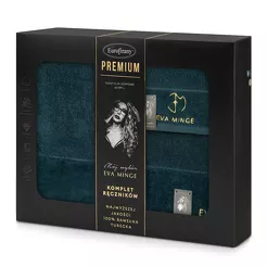 Komplet ręczników GAJA 3 Eva Minge ciemna zieleń z welwetową bordiurą sygnowaną logo projektantki