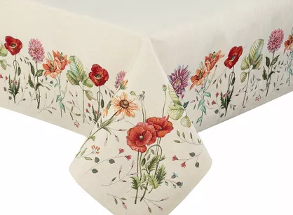 Obrus gobelinowy 140x180 1239 naturalny z wzorem kwiatów polnych