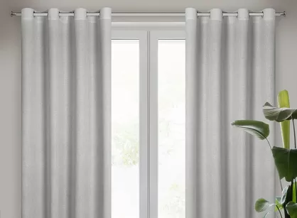 Zasłona na przelotkach 140x250 CINDY srebrna o luźnym splocie w stylu eko