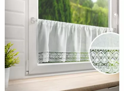 Zazdrostka gotowa w tunelu 150x30 ROSE biała z bawełny zdobiona koronką
