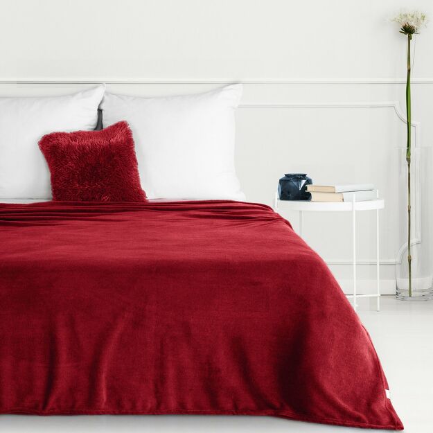 Koc jednokolorowy 150x200 SIMPLE 1 bordowy wyjątkowo miękki