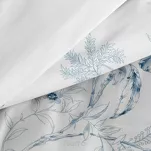 Pościel satynowa 140x200 SPRING 93 biała niebieska z wzorem roślinnym z kolekcji Classic - 3