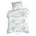 Pościel satynowa 140x200 SPRING 93 biała niebieska z wzorem roślinnym z kolekcji Classic - 5