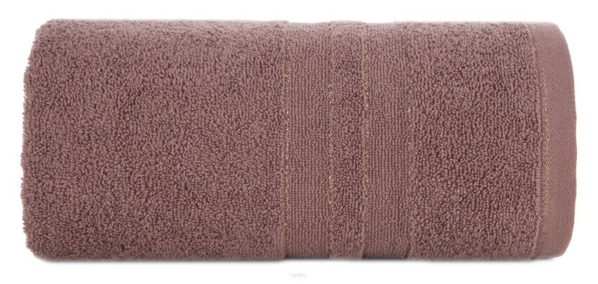Ręcznik bawełniany 30x50 GALA jasny brąz zdobiony bordiurą z błyszczącą nicią