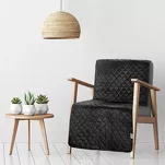 Narzuta na fotel 70x160 LUIZ 5 czarna welwetowa pikowana w subtelny geometryczny wzór z kolekcji Design 91 - 9