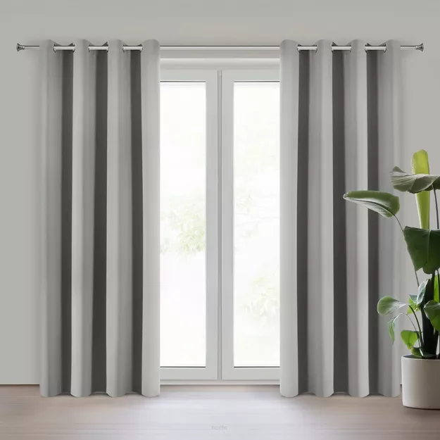 Zasłona na przelotkach 140x250 NERISA zaciemniająca srebrna jednokolorowa