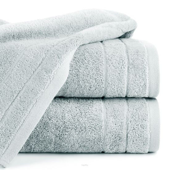 Ręcznik bawełniany 50x90 DAMLA srebrny gładki z subtelną bordiurą